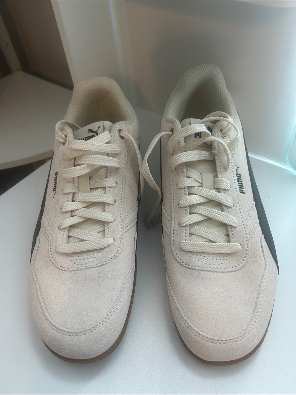 Puma Men's Cream Suede Low-Top Sneakers